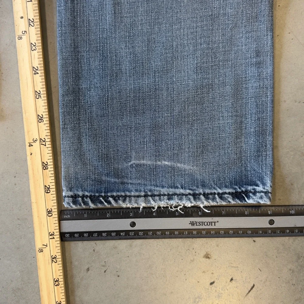 Silver Denim Mens Straight Leg Blue Jeans Embroidered Pockets Y2K Faded W36 L30